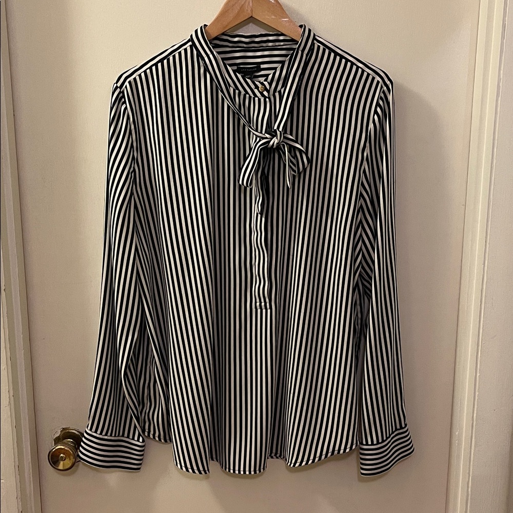 Ann Taylor Black and White Striped Blouse